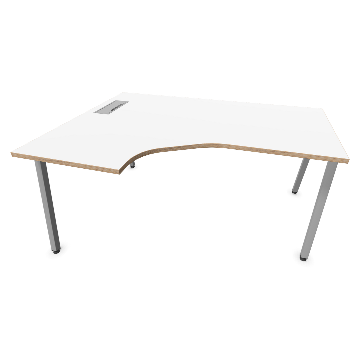 Narbutas Nova A Eckschreibtisch 1600x1200mm -  Gestell Silbergrau - Ausrichtung Links - Weiss mit Holzkante - 6024137