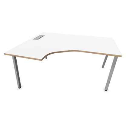 Narbutas Nova A Eckschreibtisch 1600x1200mm -  Gestell Silbergrau - Ausrichtung Links - Weiss mit Holzkante - 6024137
