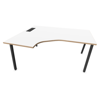 Narbutas Nova A Eckschreibtisch 1600x1200mm -  Gestell Dunkelgrau - Ausrichtung Links - Weiss mit Holzkante - 6024146