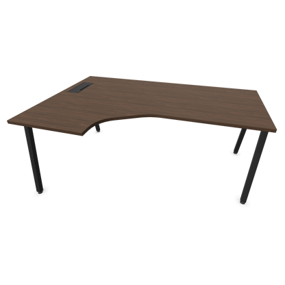 Narbutas Nova A Eckschreibtisch 1800x1200mm -  Gestell Schwarz - Ausrichtung Links - Nussbaumdekor dunkel - 6024152