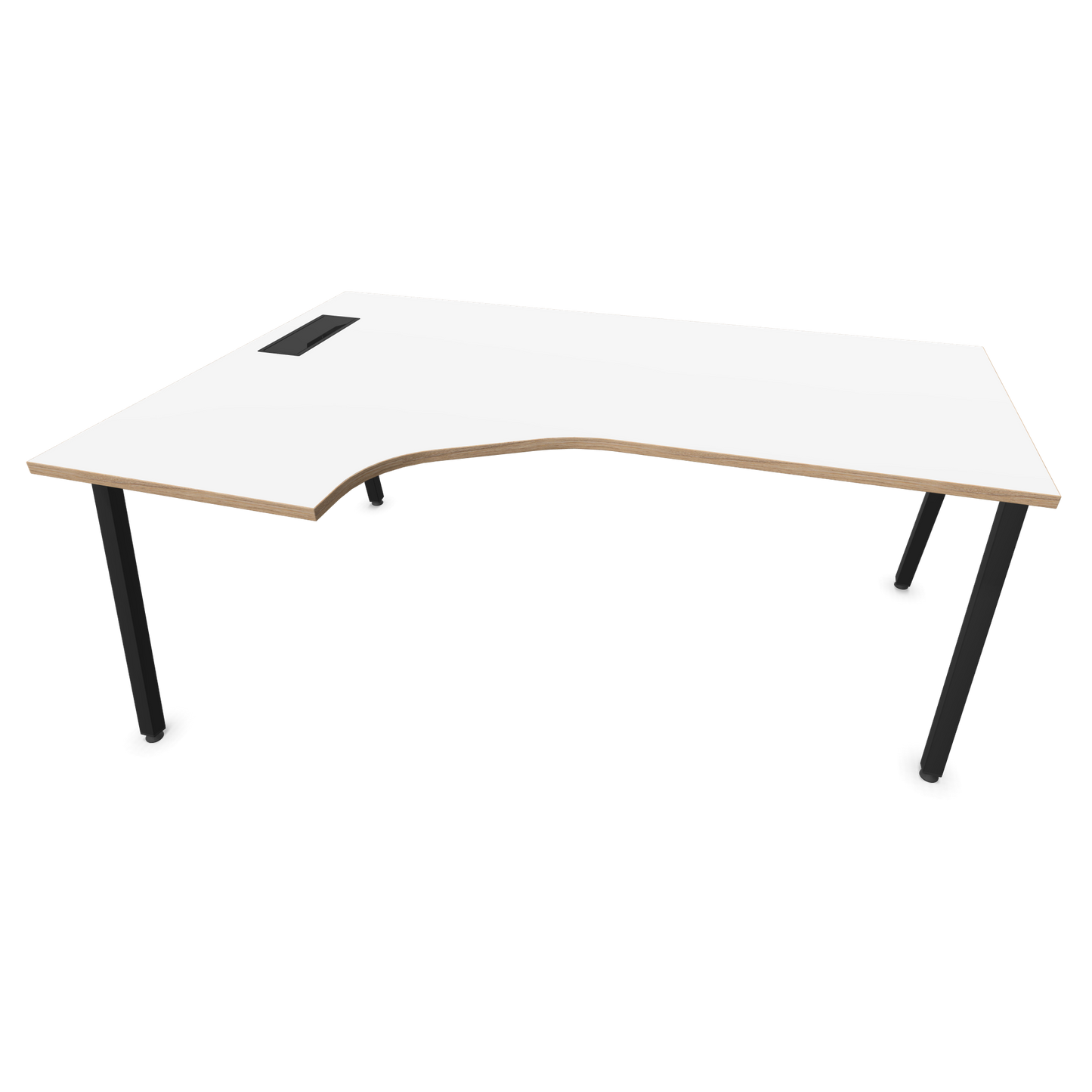 Narbutas Nova A Eckschreibtisch 1800x1200mm -  Gestell Schwarz - Ausrichtung Links - Weiss mit Holzkante - 6024155