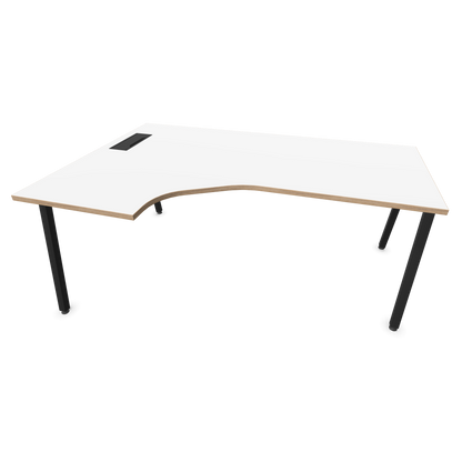 Narbutas Nova A Eckschreibtisch 1800x1200mm -  Gestell Schwarz - Ausrichtung Links - Weiss mit Holzkante - 6024155