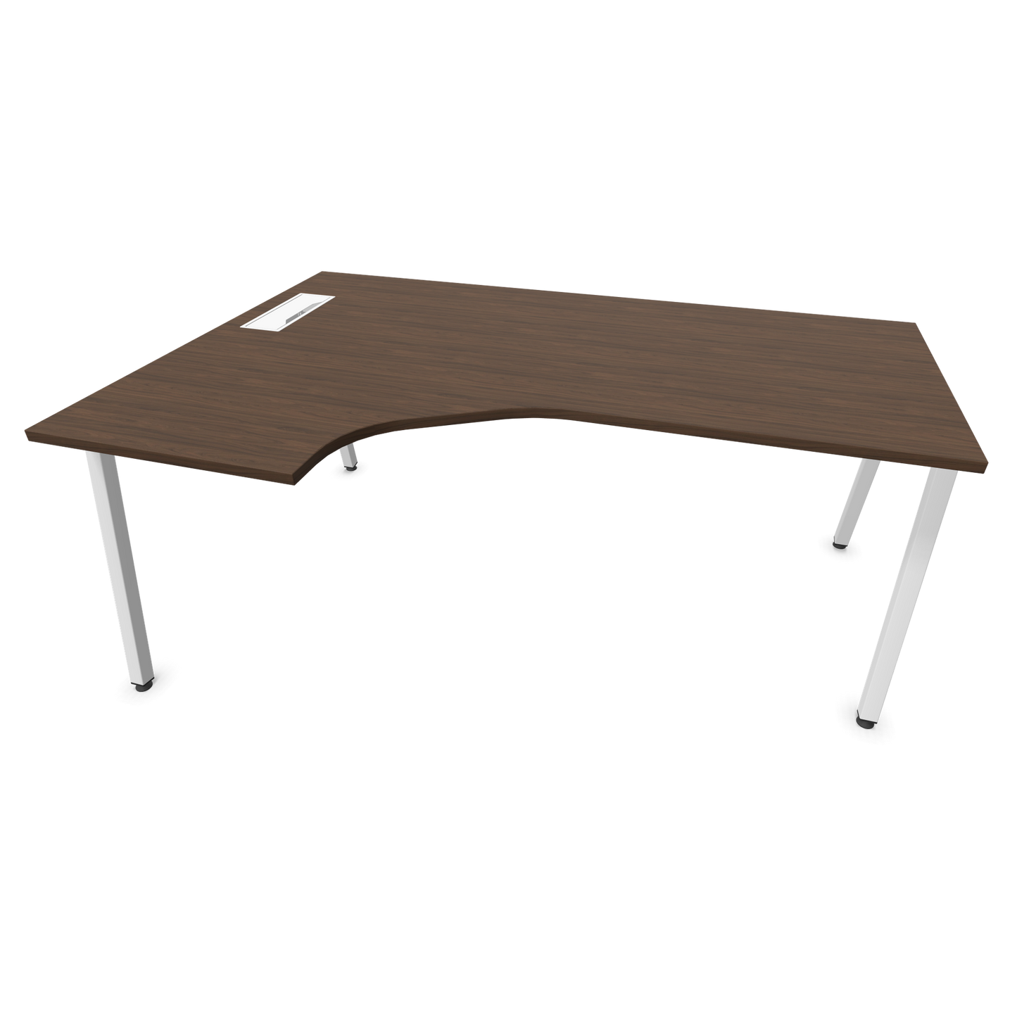 Narbutas Nova A Eckschreibtisch 1800x1200mm -  Gestell Weiss - Ausrichtung Links - Nussbaumdekor dunkel - 6024161