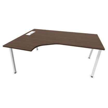 Narbutas Nova A Eckschreibtisch 1800x1200mm -  Gestell Weiss - Ausrichtung Links - Nussbaumdekor dunkel - 6024161