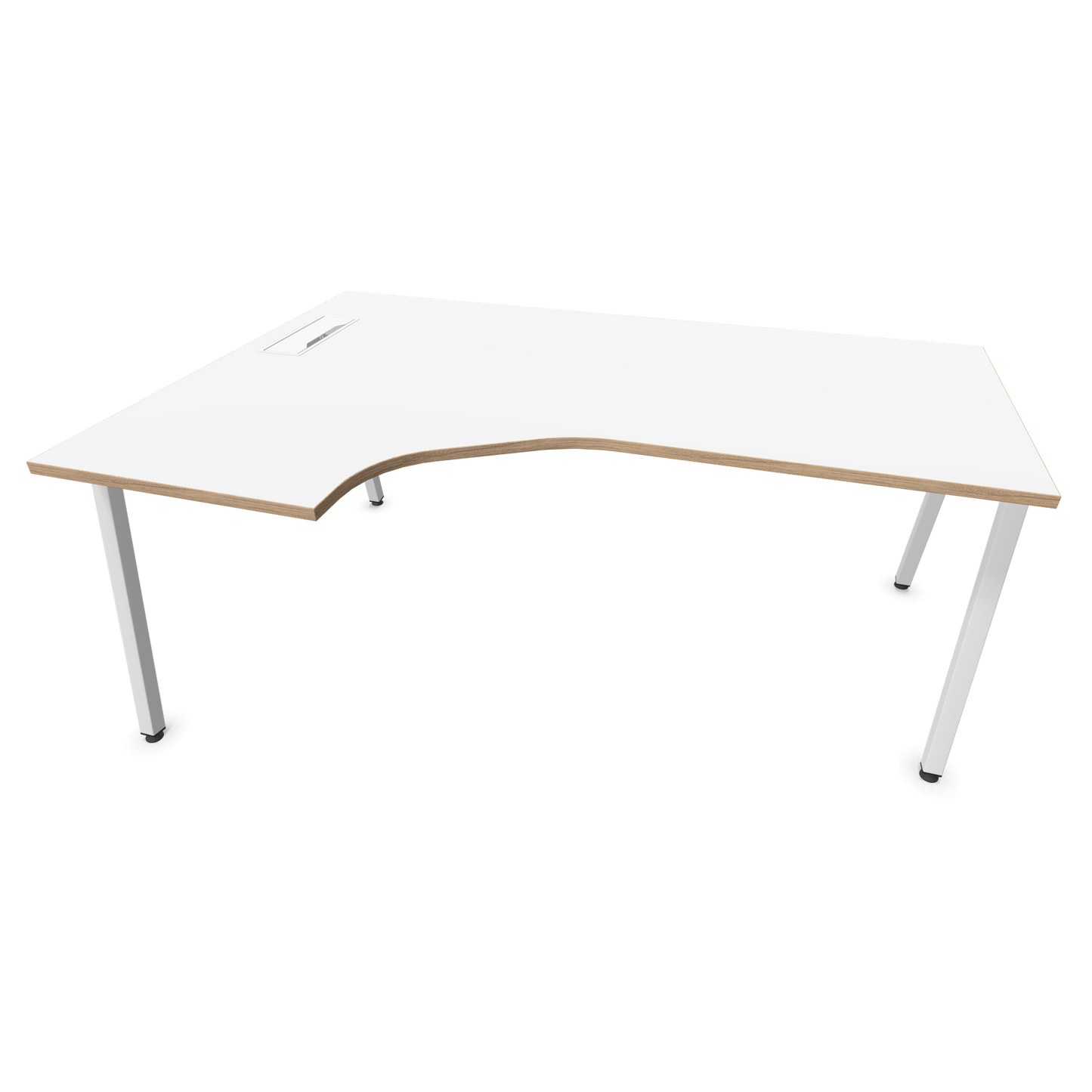 Narbutas Nova A Eckschreibtisch 1800x1200mm -  Gestell Weiss - Ausrichtung Links - Weiss mit Holzkante - 6024164