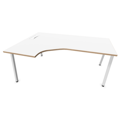 Narbutas Nova A Eckschreibtisch 1800x1200mm -  Gestell Weiss - Ausrichtung Links - Weiss mit Holzkante - 6024164