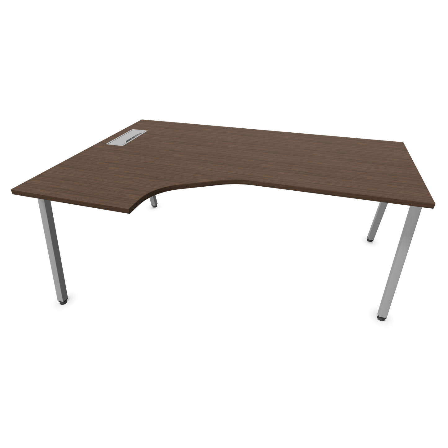 Narbutas Nova A Eckschreibtisch 1800x1200mm -  Gestell Silbergrau - Ausrichtung Links - Nussbaumdekor dunkel - 6024170