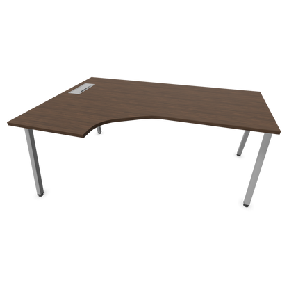 Narbutas Nova A Eckschreibtisch 1800x1200mm -  Gestell Silbergrau - Ausrichtung Links - Nussbaumdekor dunkel - 6024170