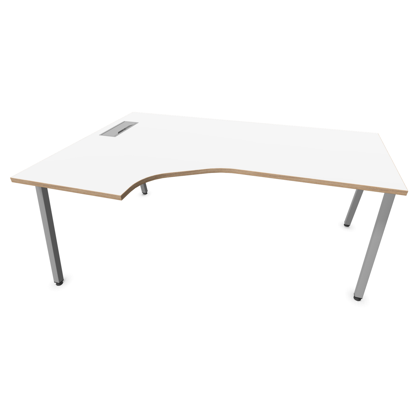 Narbutas Nova A Eckschreibtisch 1800x1200mm -  Gestell Silbergrau - Ausrichtung Links - Weiss mit Holzkante - 6024173