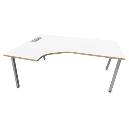 Narbutas Nova A Eckschreibtisch 1800x1200mm -  Gestell Silbergrau - Ausrichtung Links - Weiss mit Holzkante - 6024173