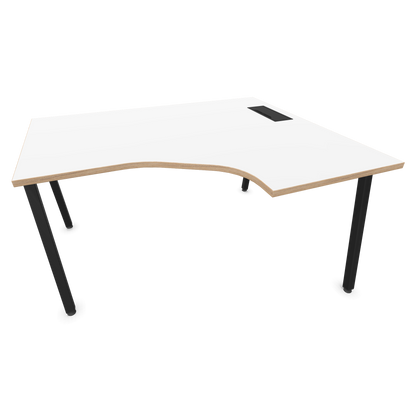Narbutas Nova A Eckschreibtisch 1400x1200mm -  Gestell Schwarz - Ausrichtung Rechts - Weiss mit Holzkante - 6024191