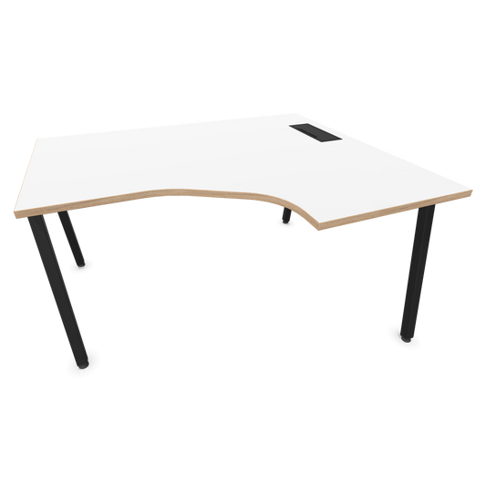 Narbutas Nova A Eckschreibtisch 1400x1200mm -  Gestell Schwarz - Ausrichtung Rechts - Weiss mit Holzkante - 6024191
