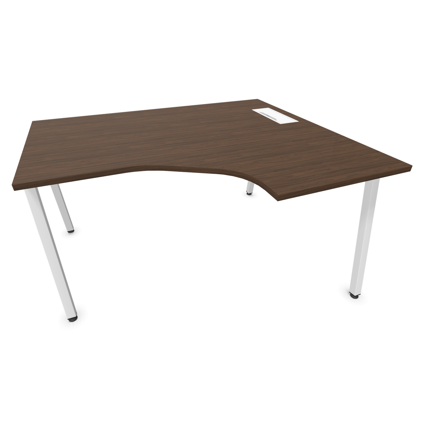 Narbutas Nova A Eckschreibtisch 1400x1200mm -  Gestell Weiss - Ausrichtung Rechts - Nussbaumdekor dunkel - 6024197