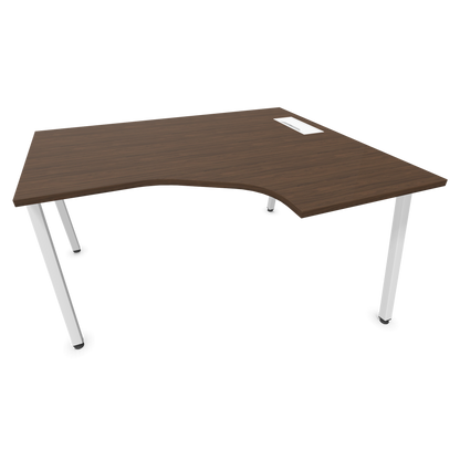 Narbutas Nova A Eckschreibtisch 1400x1200mm -  Gestell Weiss - Ausrichtung Rechts - Nussbaumdekor dunkel - 6024197