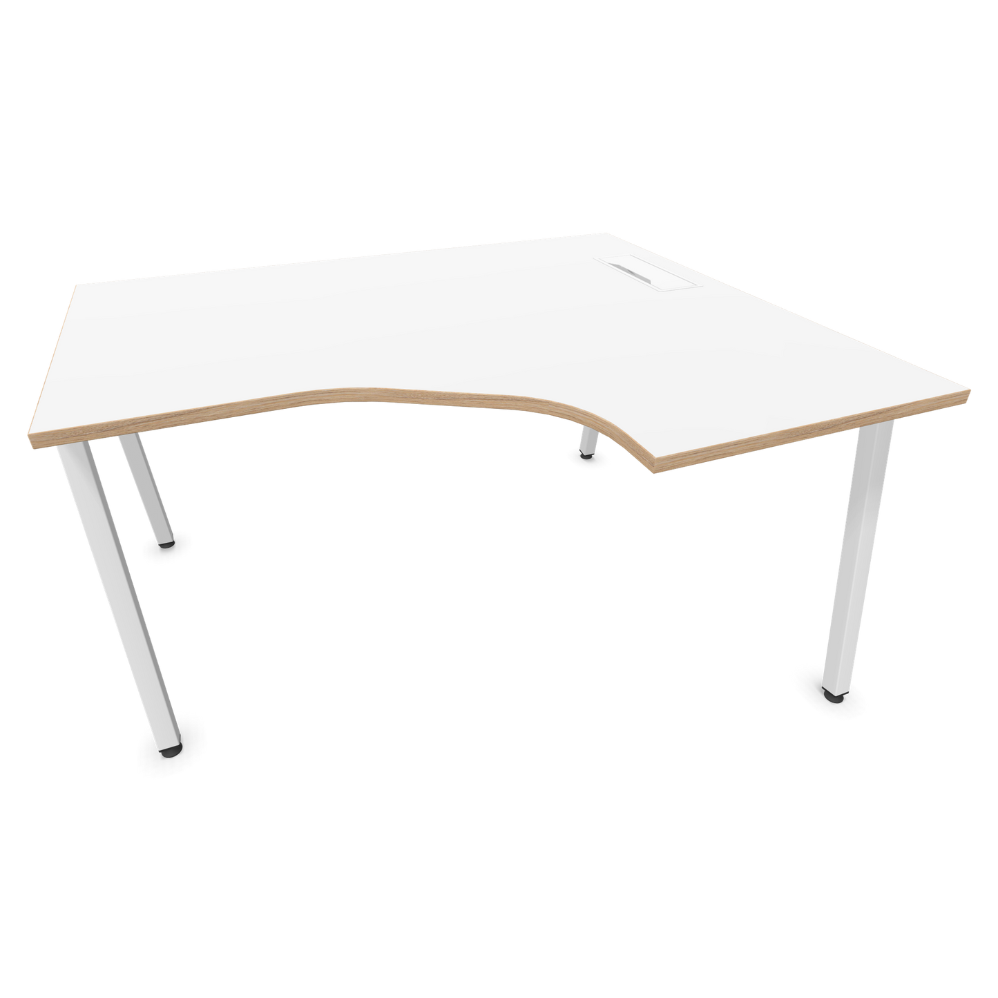 Narbutas Nova A Eckschreibtisch 1400x1200mm -  Gestell Weiss - Ausrichtung Rechts - Weiss mit Holzkante - 6024200