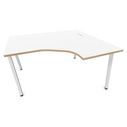 Narbutas Nova A Eckschreibtisch 1400x1200mm -  Gestell Weiss - Ausrichtung Rechts - Weiss mit Holzkante - 6024200