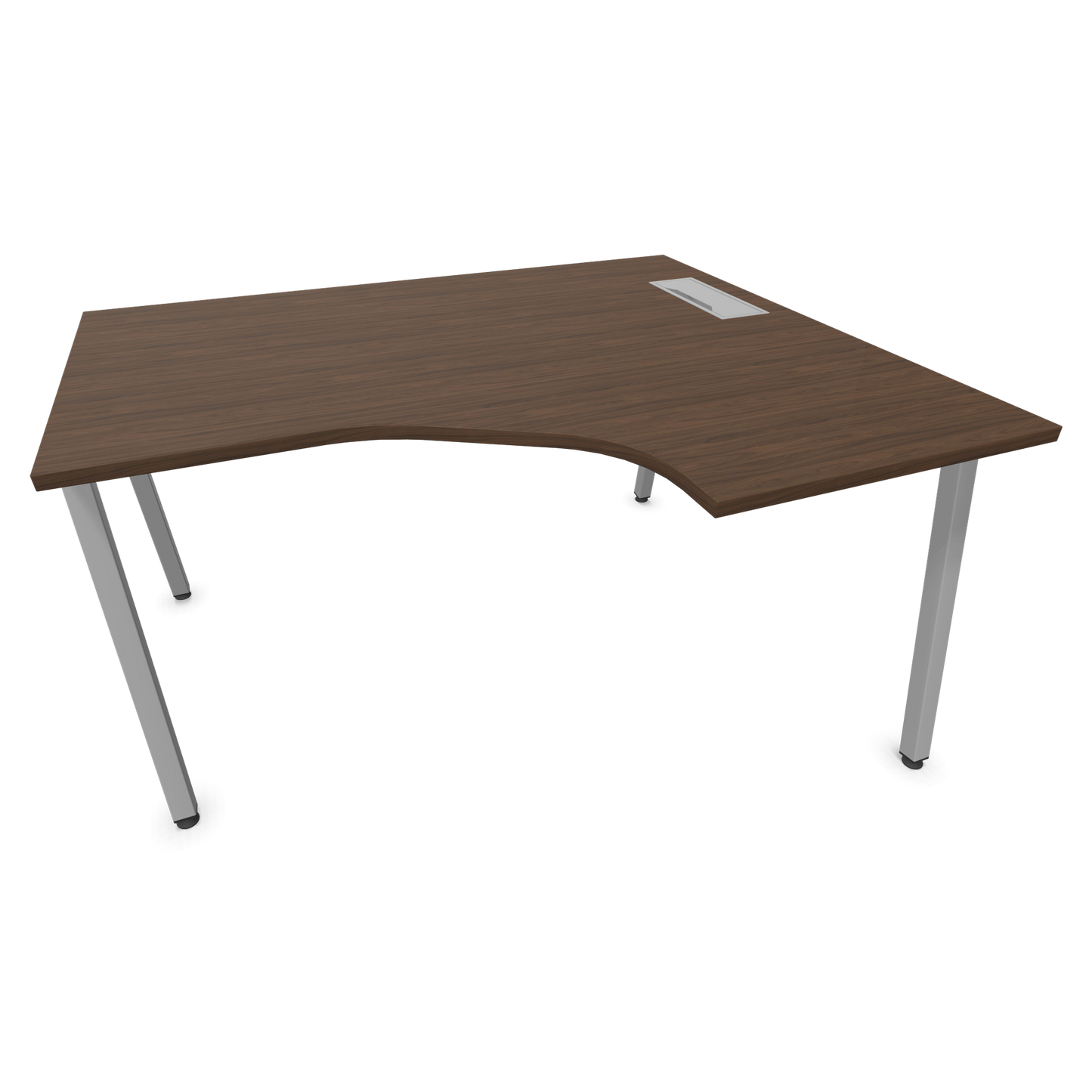 Narbutas Nova A Eckschreibtisch 1400x1200mm -  Gestell Silbergrau - Ausrichtung Rechts - Nussbaumdekor dunkel - 60241206