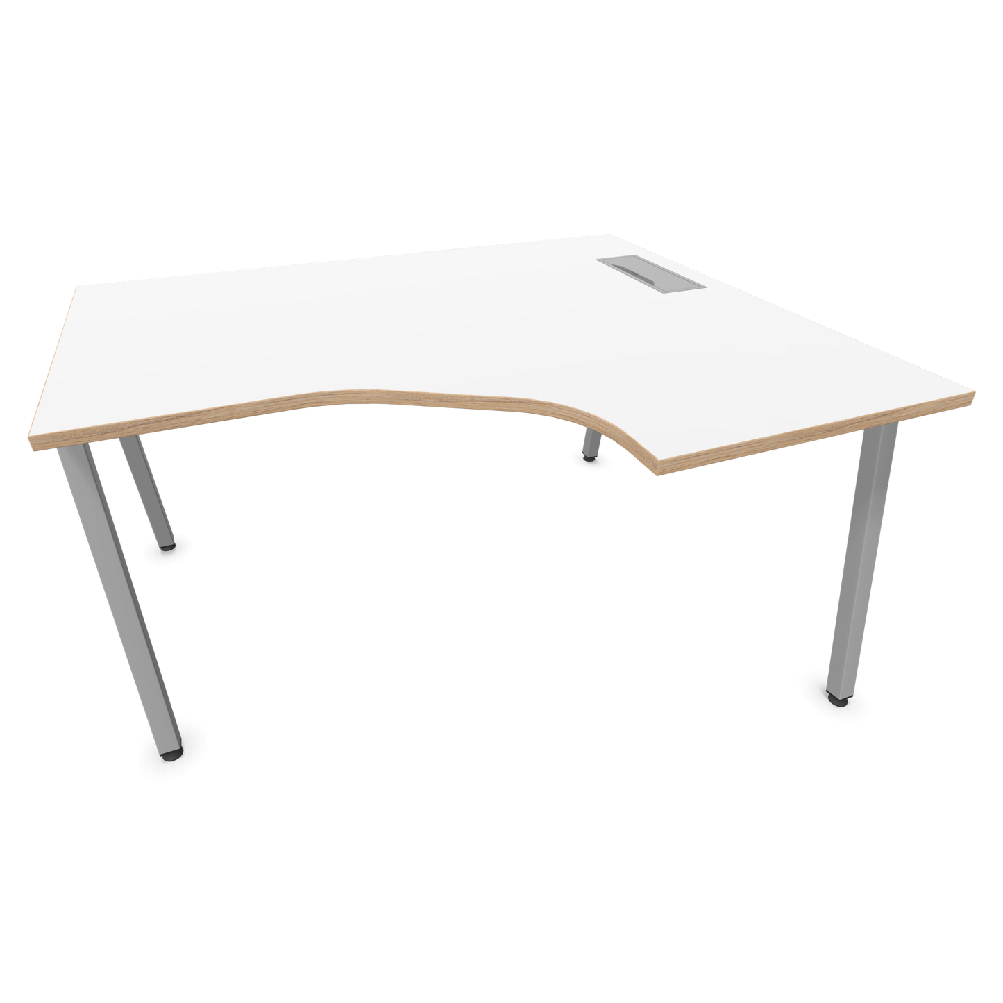 Narbutas Nova A Eckschreibtisch 1400x1200mm -  Gestell Silbergrau - Ausrichtung Rechts - Weiss mit Holzkante - 60241209