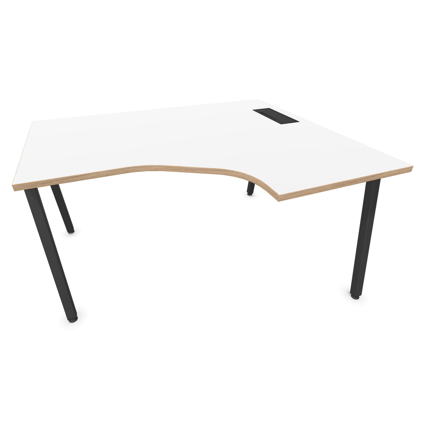 Narbutas Nova A Eckschreibtisch 1400x1200mm -  Gestell Dunkelgrau - Ausrichtung Rechts - Weiss mit Holzkante - 6024218