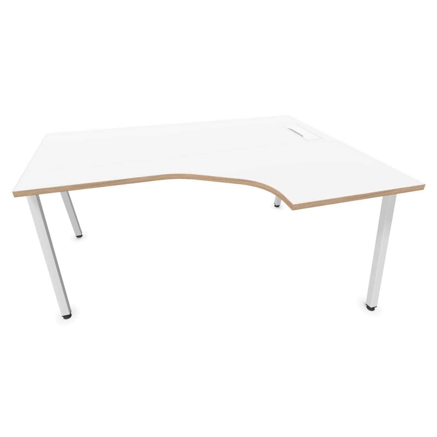 Narbutas Nova A Eckschreibtisch 1600x1200mm -  Gestell Weiss - Ausrichtung Rechts - Weiss mit Holzkante - 6024236
