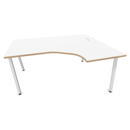 Narbutas Nova A Eckschreibtisch 1600x1200mm -  Gestell Weiss - Ausrichtung Rechts - Weiss mit Holzkante - 6024236