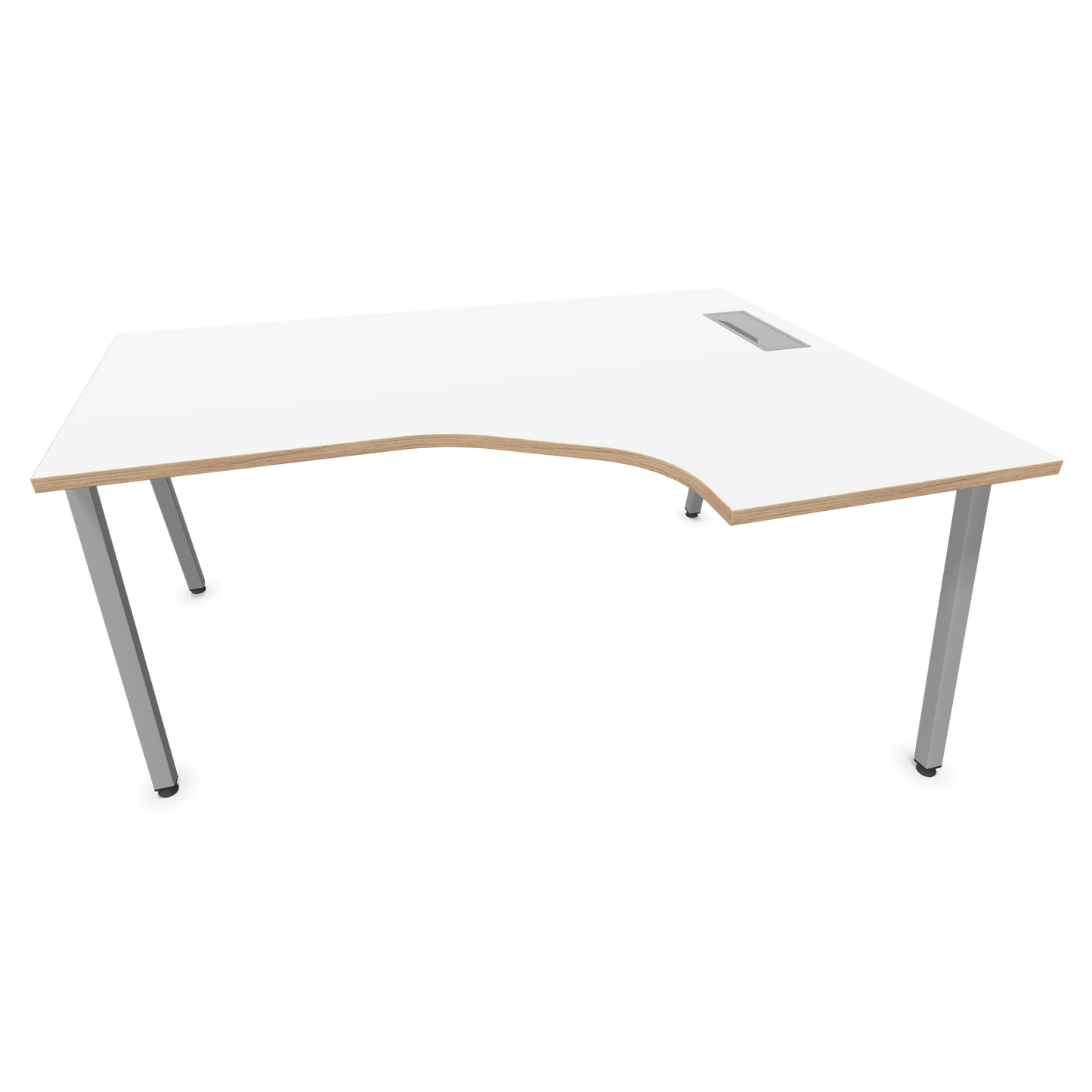 Narbutas Nova A Eckschreibtisch 1600x1200mm -  Gestell Silbergrau - Ausrichtung Rechts - Weiss mit Holzkante - 60241245