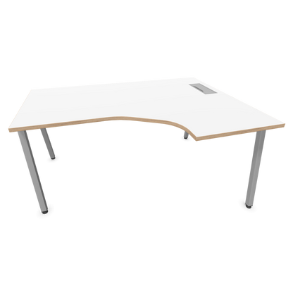 Narbutas Nova A Eckschreibtisch 1600x1200mm -  Gestell Silbergrau - Ausrichtung Rechts - Weiss mit Holzkante - 60241245