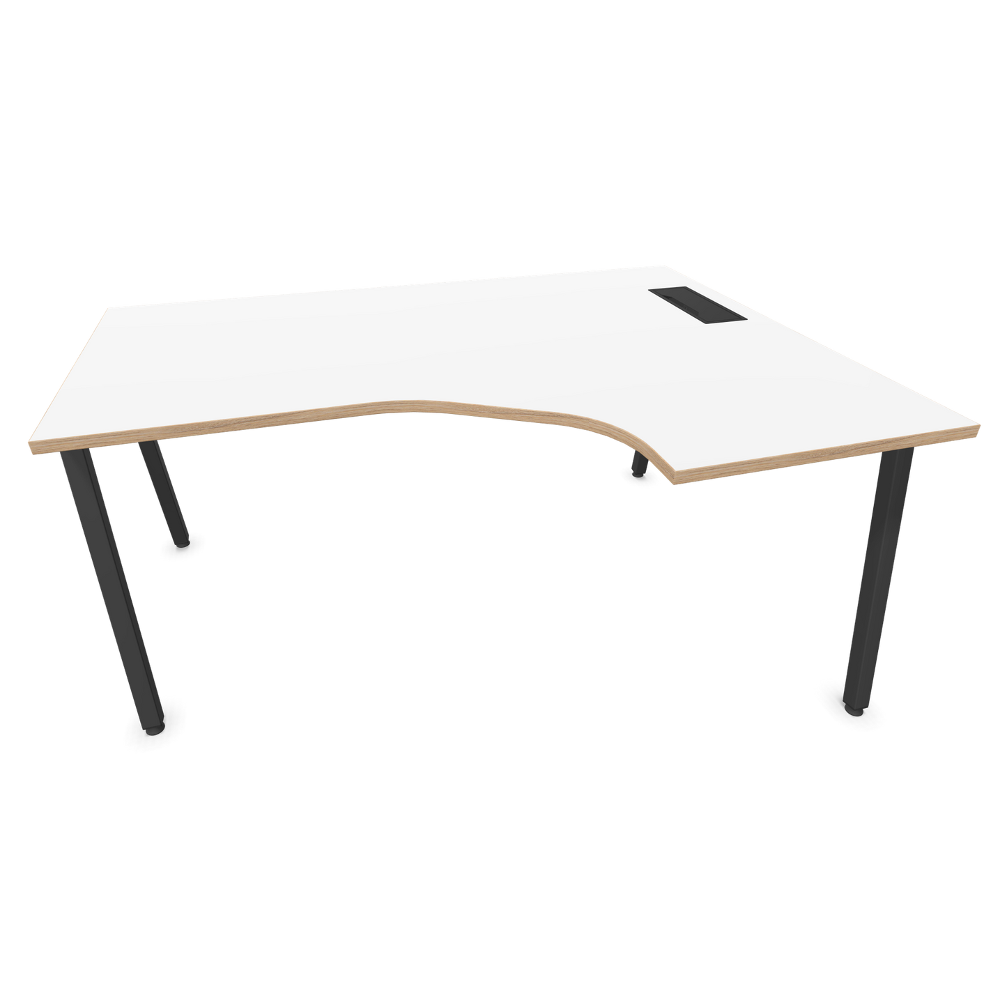 Narbutas Nova A Eckschreibtisch 1600x1200mm -  Gestell Dunkelgrau - Ausrichtung Rechts - Weiss mit Holzkante - 6024254