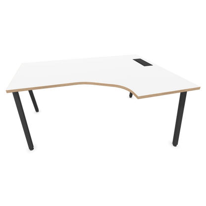 Narbutas Nova A Eckschreibtisch 1600x1200mm -  Gestell Dunkelgrau - Ausrichtung Rechts - Weiss mit Holzkante - 6024254