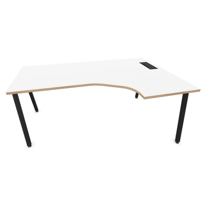 Narbutas Nova A Eckschreibtisch 1800x1200mm -  Gestell Schwarz - Ausrichtung Rechts - Weiss mit Holzkante - 6024263