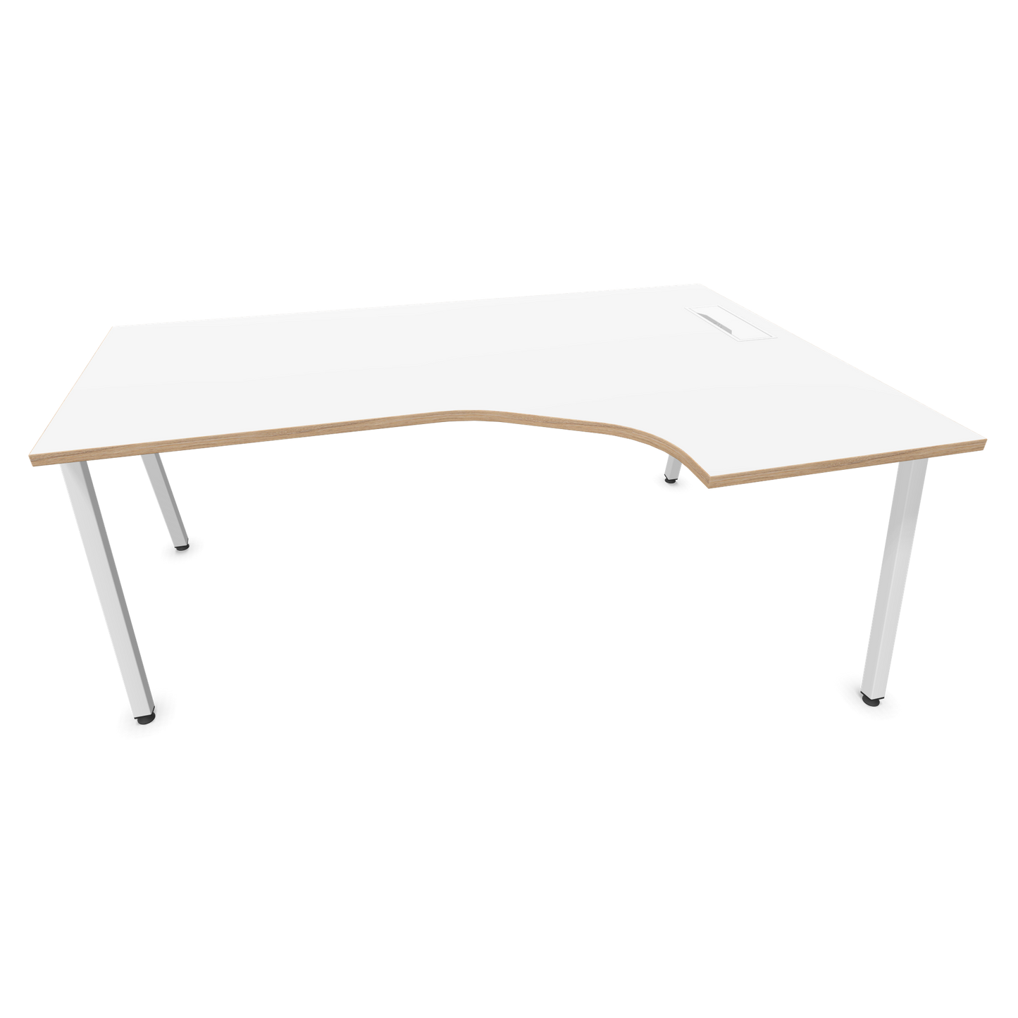 Narbutas Nova A Eckschreibtisch 1800x1200mm -  Gestell Weiss - Ausrichtung Rechts - Weiss mit Holzkante - 6024272