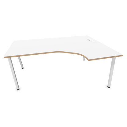 Narbutas Nova A Eckschreibtisch 1800x1200mm -  Gestell Weiss - Ausrichtung Rechts - Weiss mit Holzkante - 6024272