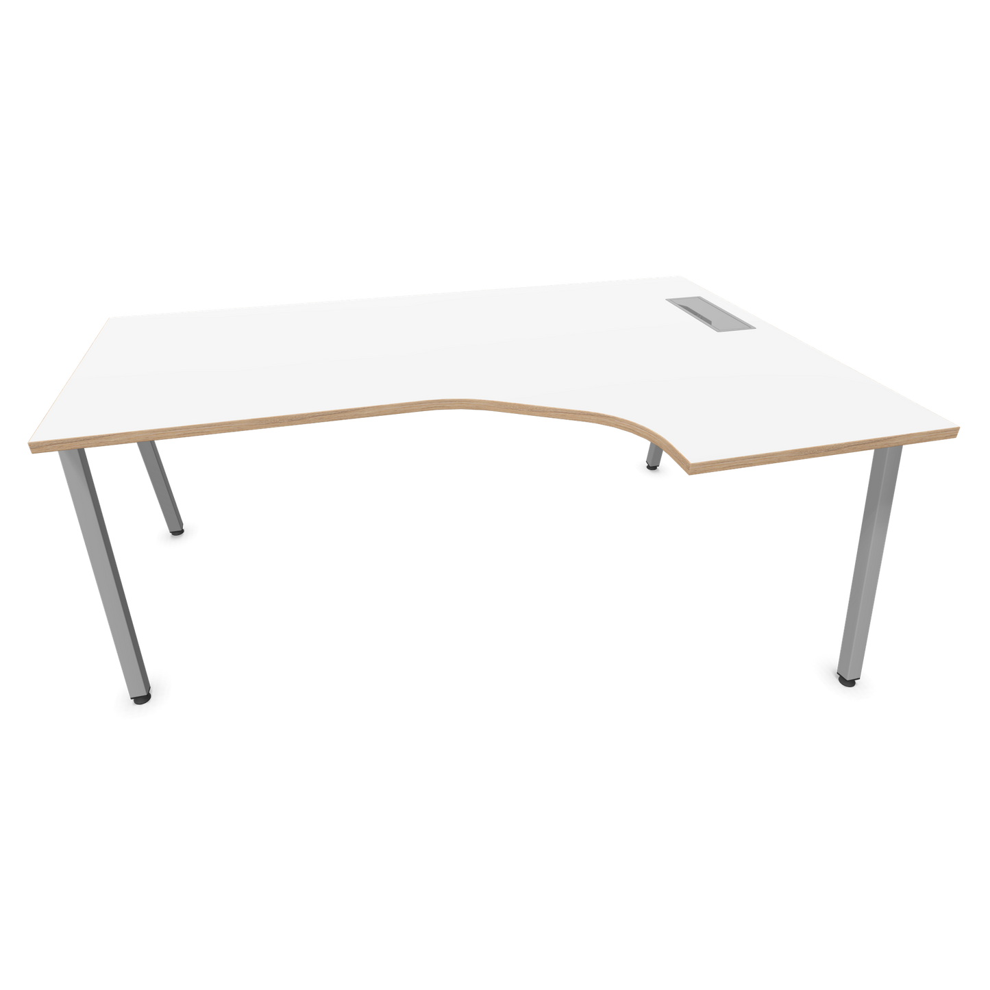 Narbutas Nova A Eckschreibtisch 1800x1200mm -  Gestell Silbergrau - Ausrichtung Rechts - Weiss mit Holzkante - 60241281