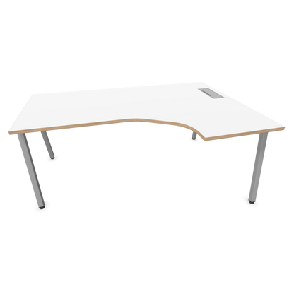 Narbutas Nova A Eckschreibtisch 1800x1200mm -  Gestell Silbergrau - Ausrichtung Rechts - Weiss mit Holzkante - 60241281
