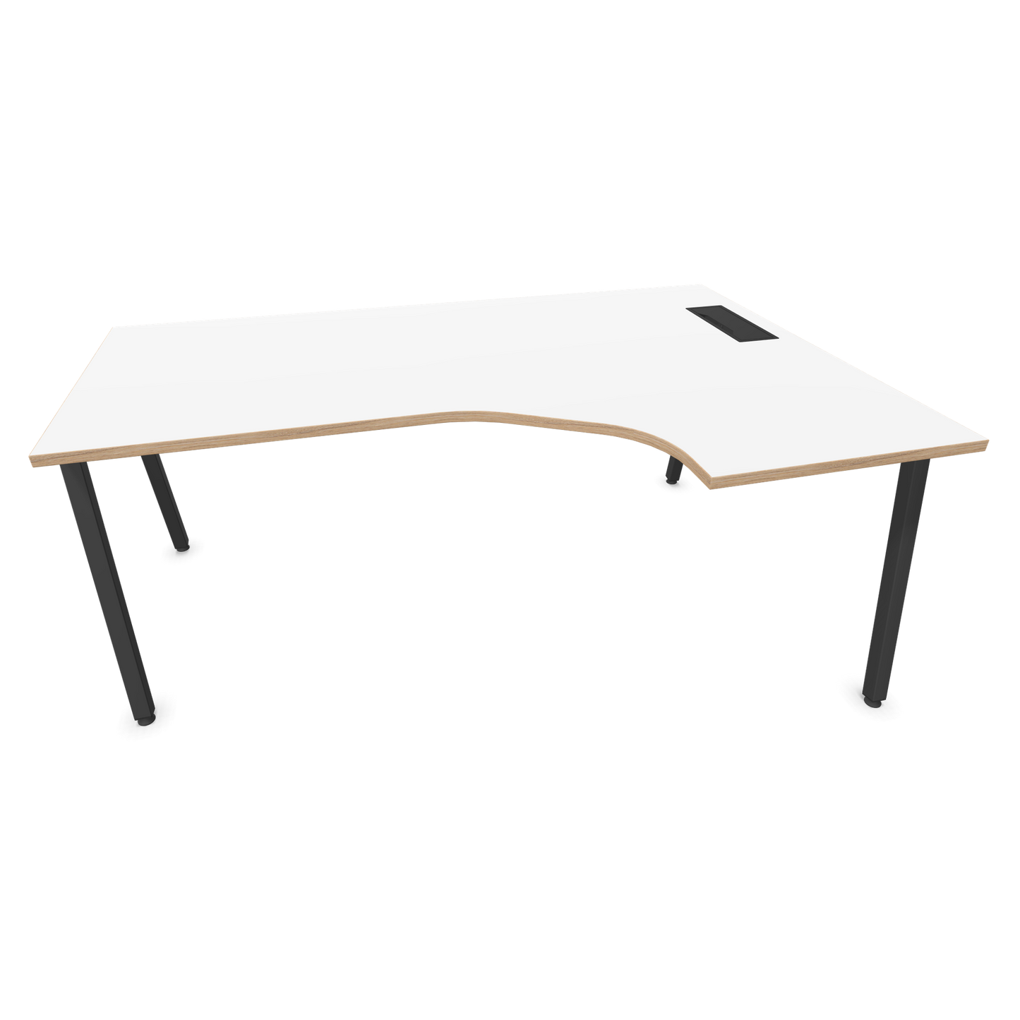 Narbutas Nova A Eckschreibtisch 1800x1200mm -  Gestell Dunkelgrau - Ausrichtung Rechts - Weiss mit Holzkante - 6024290