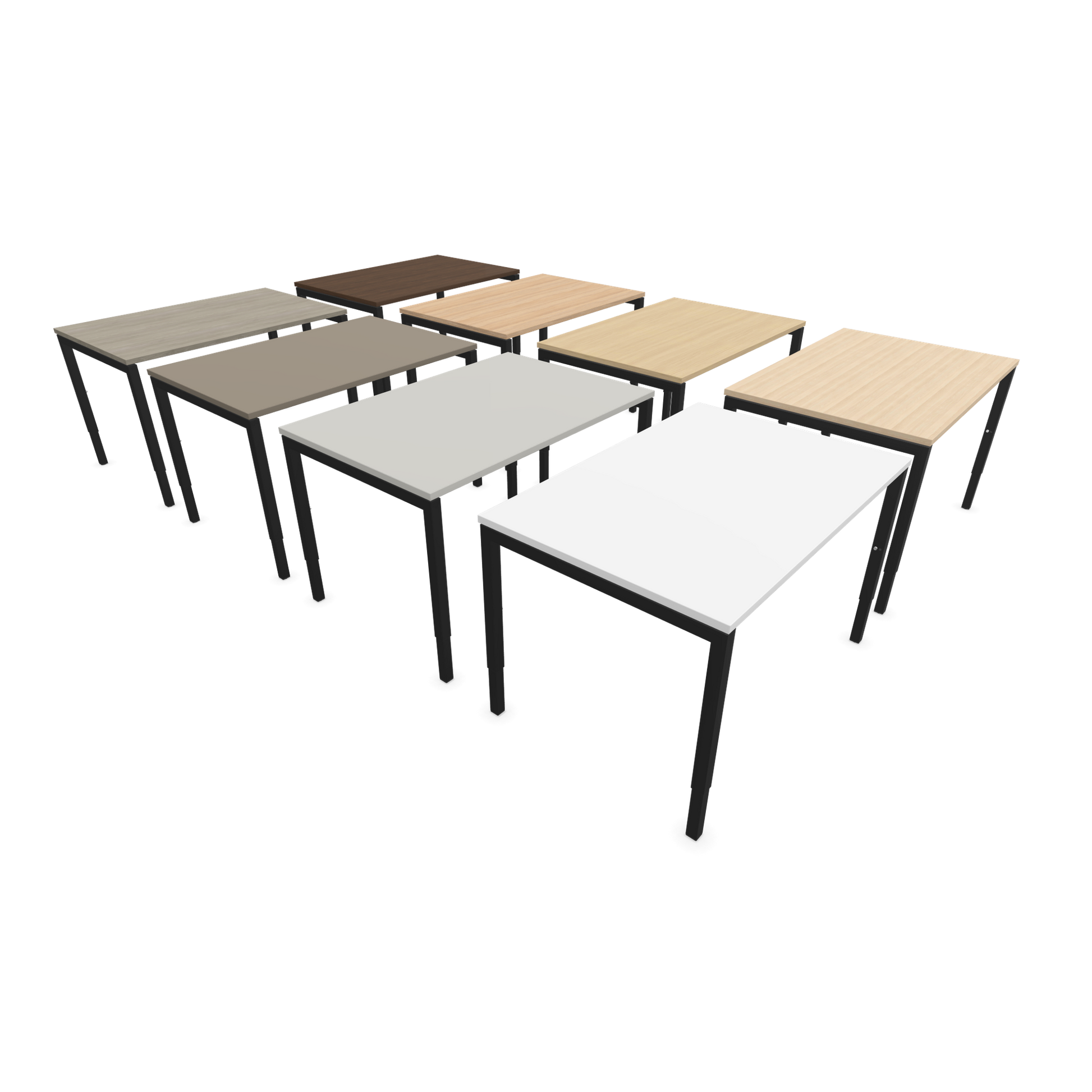 Nova H Schreibtisch Gestell schwarz - Tischplatte  Eichendekor gebleicht - 1200x800mm Farbpalette von der Seite - 6024293
