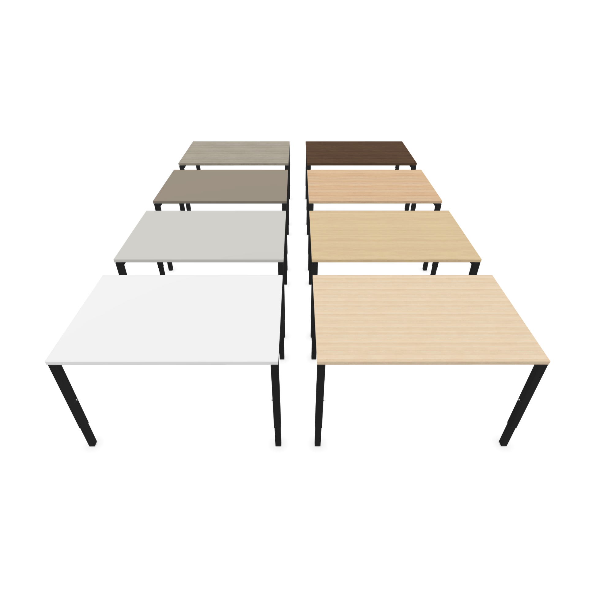 Nova H Schreibtisch Gestell schwarz - Tischplatte  Eichendekor gebleicht - 1200x800mm Farbpalette frontal - 6024293