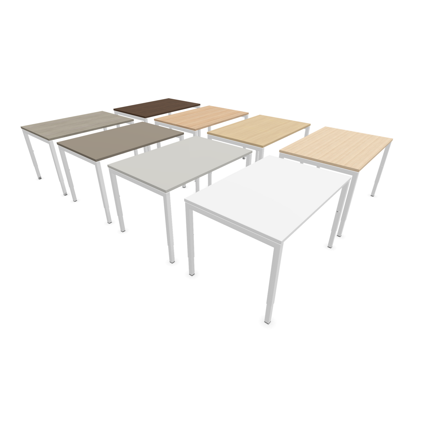 Nova H Schreibtisch Gestell weiss - Tischplatte  Eichendekor gebleicht - 1200x800mm Farbpalette von der Seite - 6024302