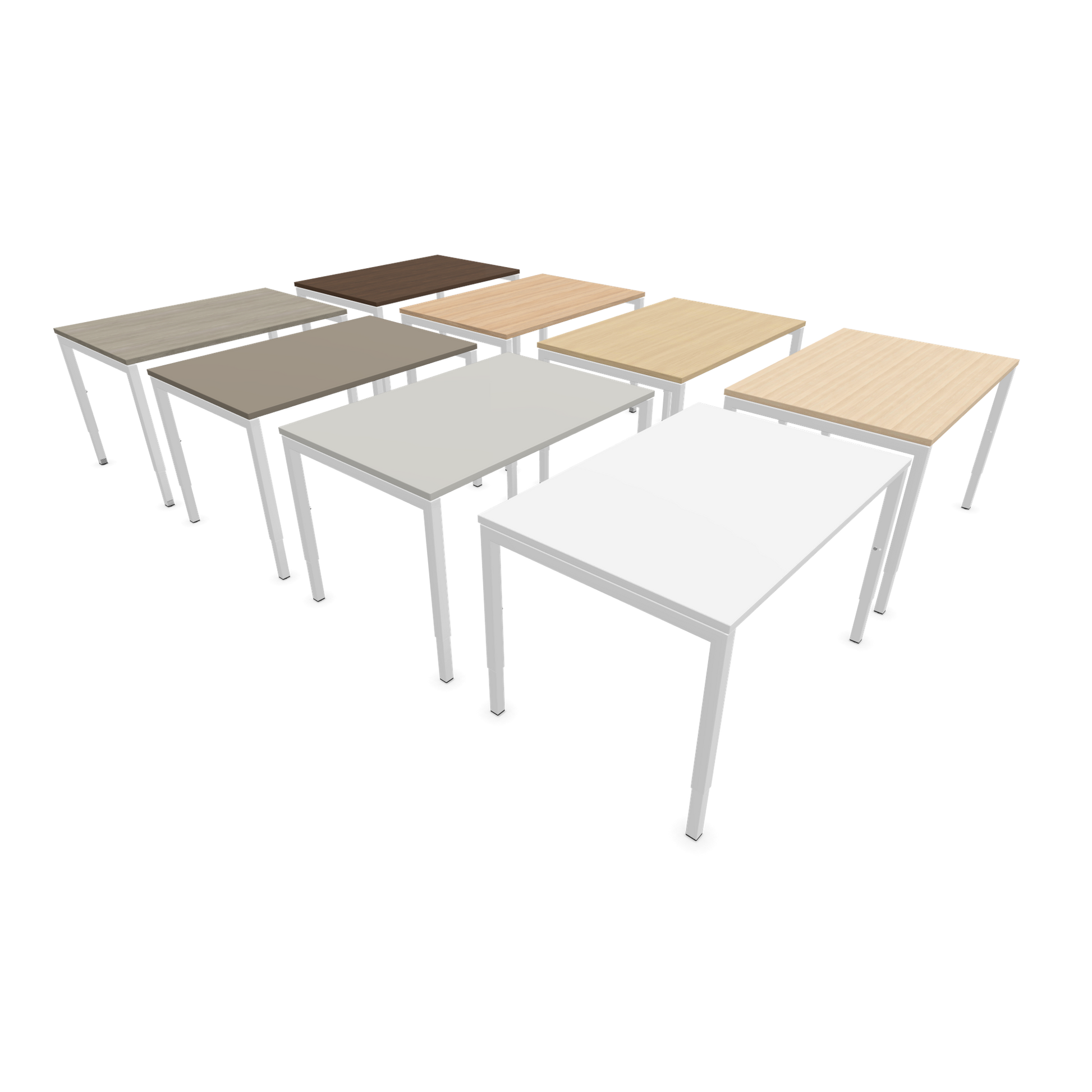 Nova H Schreibtisch Gestell weiss - Tischplatte  Eichendekor gebleicht - 1200x800mm Farbpalette von der Seite - 6024302