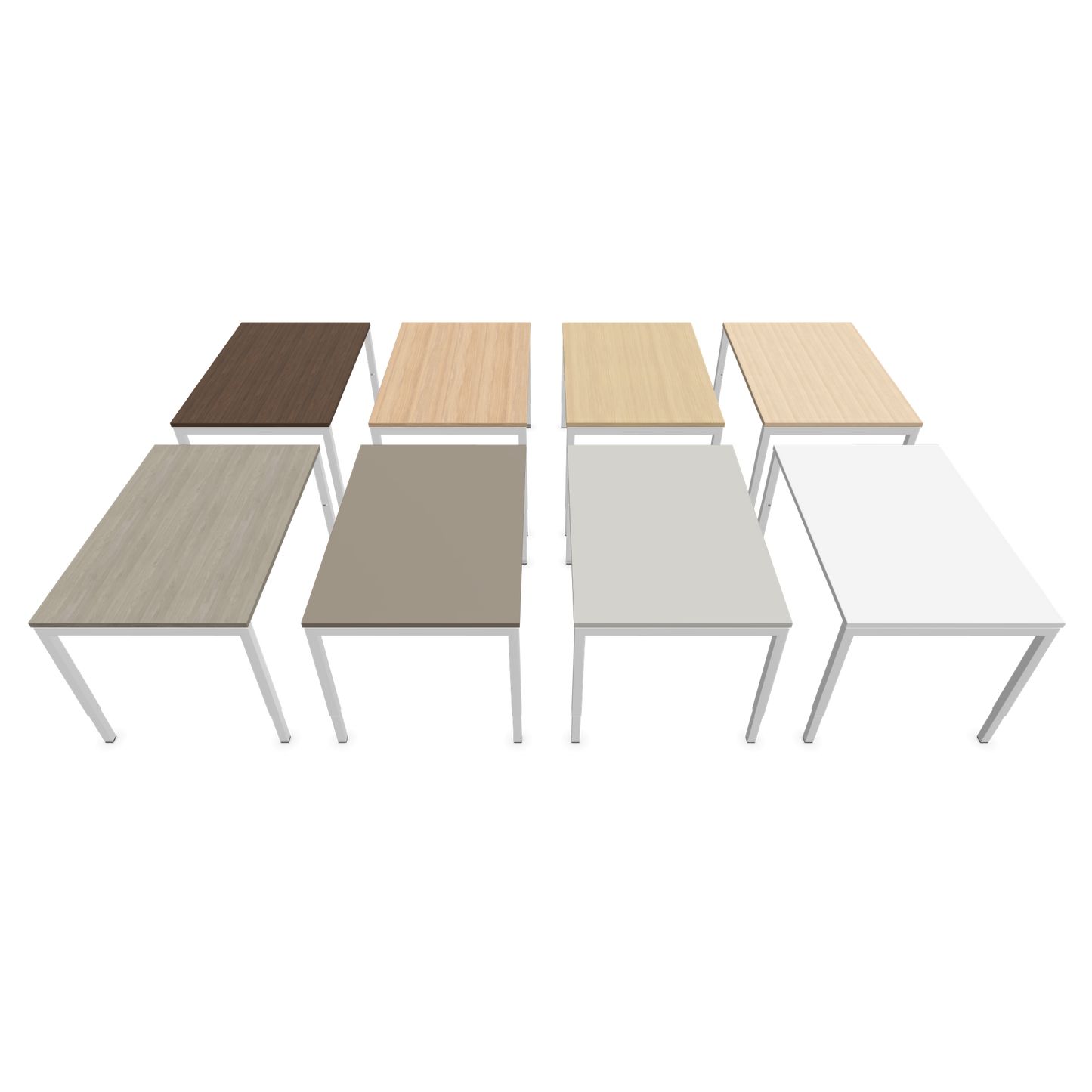 Nova H Schreibtisch Gestell weiss - Tischplatte  Eichendekor gebleicht - 1200x800mm Farbpalette von seitlich von oben - 6024302