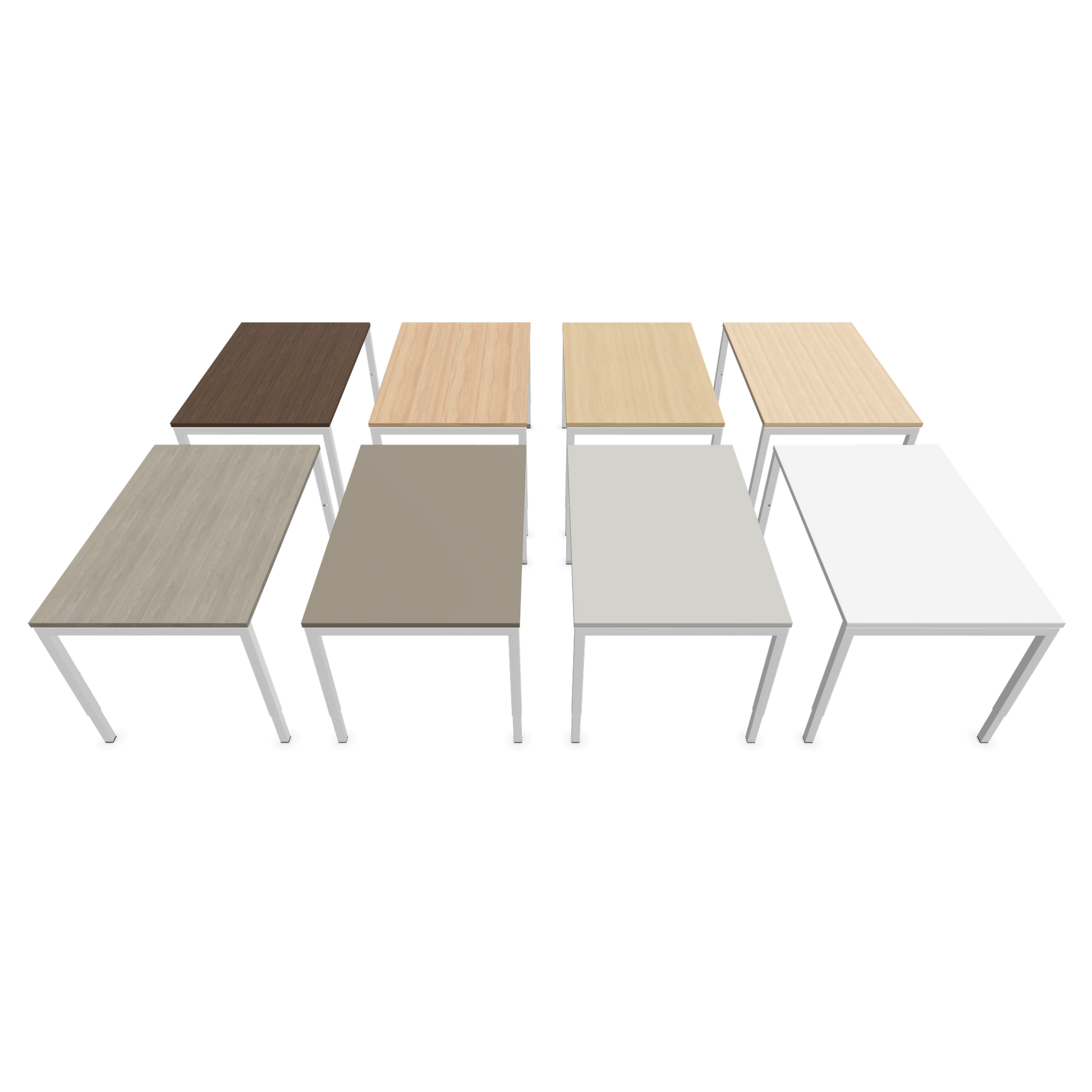 Nova H Schreibtisch Gestell weiss - Tischplatte  Eichendekor gebleicht - 1200x800mm Farbpalette von seitlich von oben - 6024302