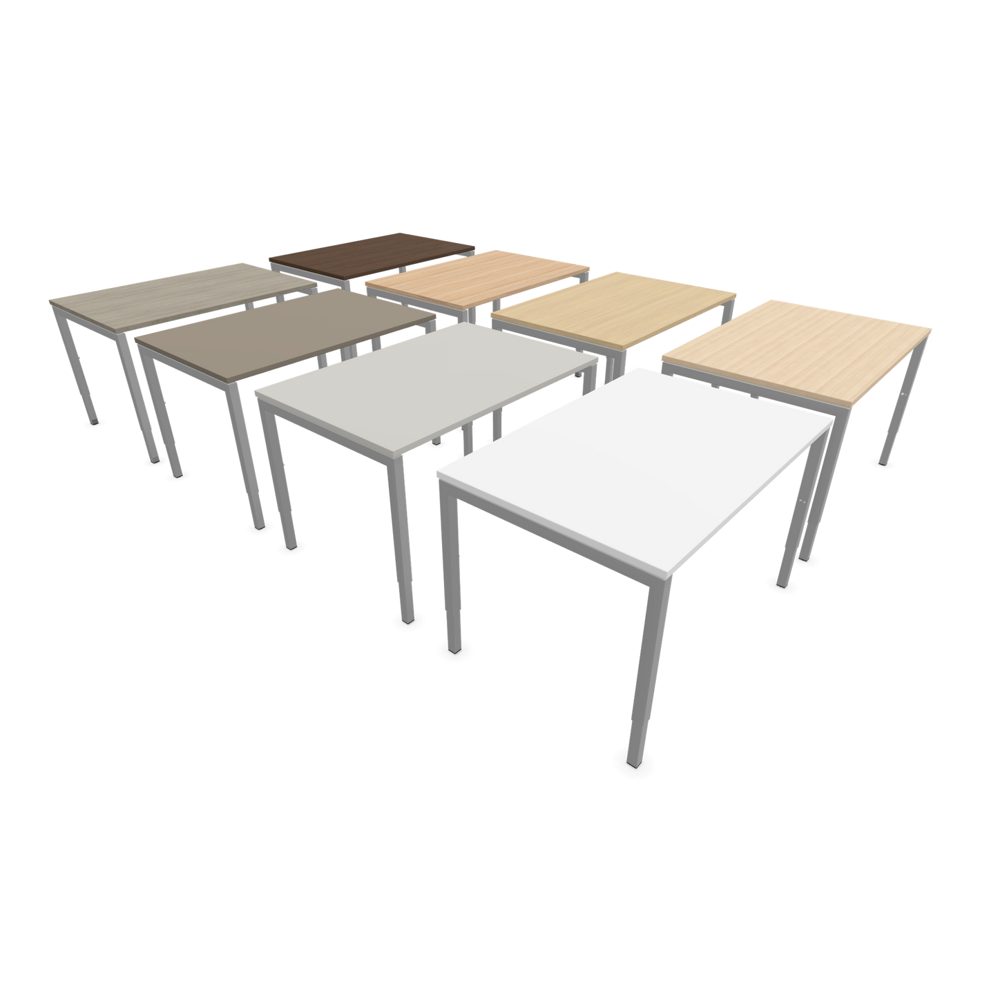 Nova H Schreibtisch Gestell silbergrau - Tischplatte  Eichendekor gebleicht - 1200x800mm Farbpalette von der Seite - 6024311