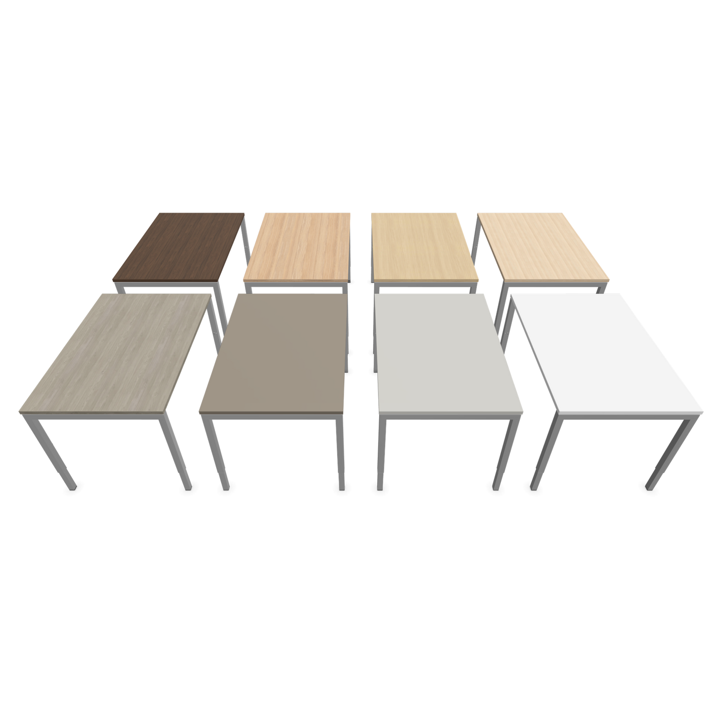 Nova H Schreibtisch Gestell silbergrau - Tischplatte  Eichendekor gebleicht - 1200x800mm Farbpalette von seitlich von oben - 6024311