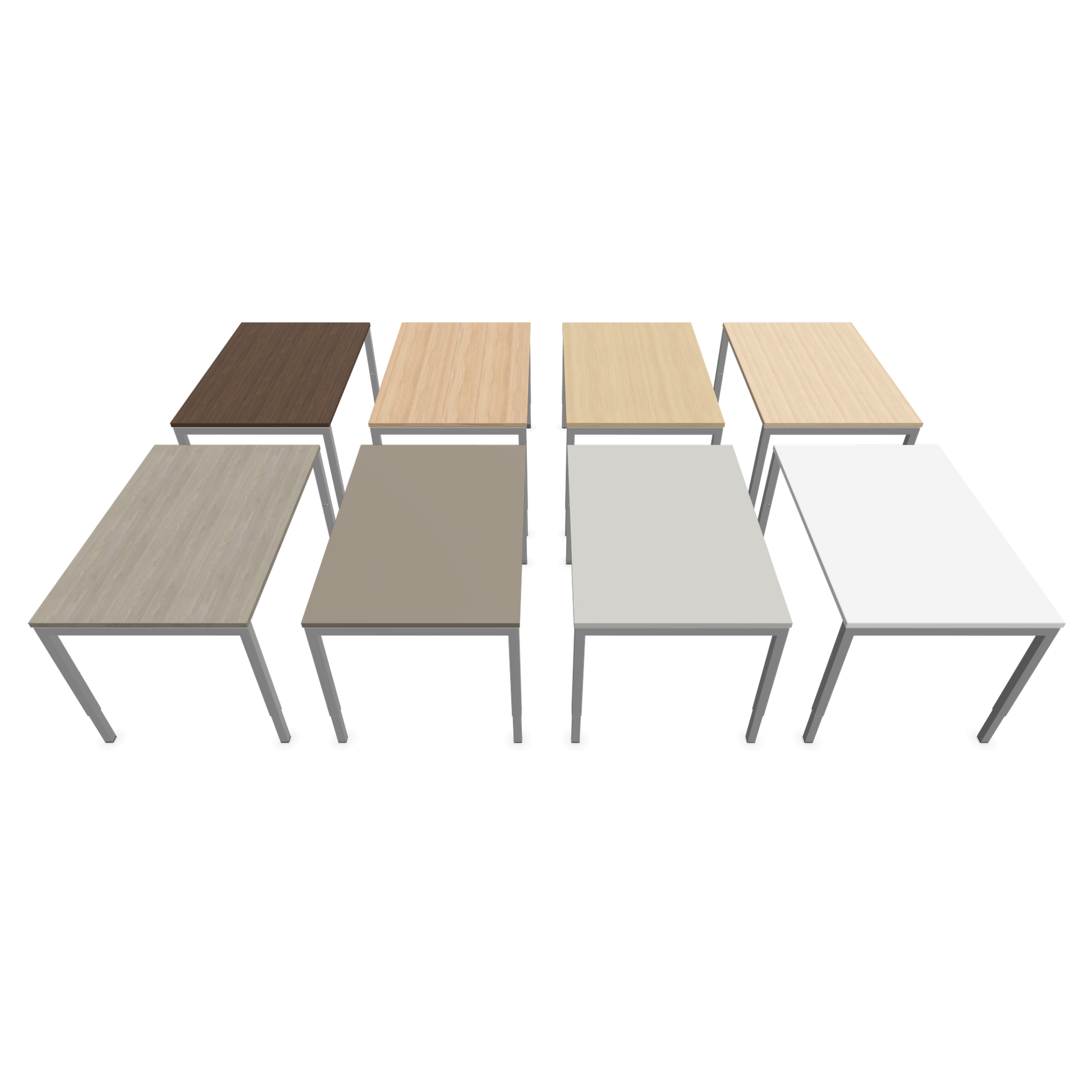 Nova H Schreibtisch Gestell silbergrau - Tischplatte  Eichendekor gebleicht - 1200x800mm Farbpalette von seitlich von oben - 6024311