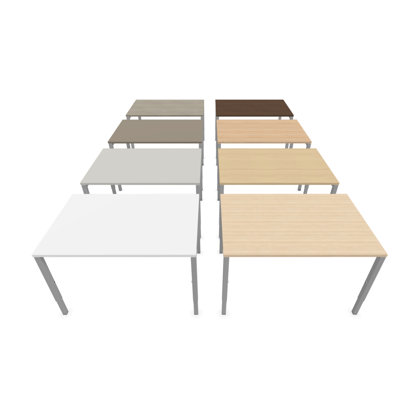 Nova H Schreibtisch Gestell silbergrau - Tischplatte  Eichendekor gebleicht - 1200x800mm Farbpalette frontal - 6024311