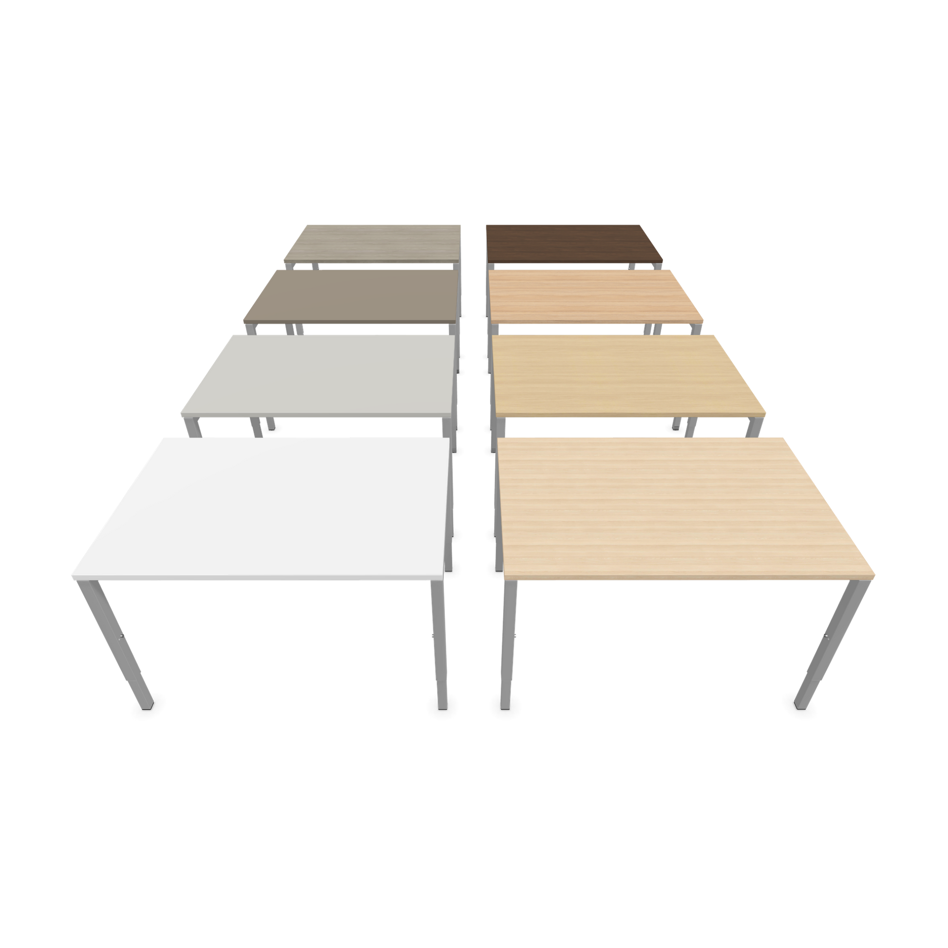 Nova H Schreibtisch Gestell silbergrau - Tischplatte  Eichendekor gebleicht - 1200x800mm Farbpalette frontal - 6024311
