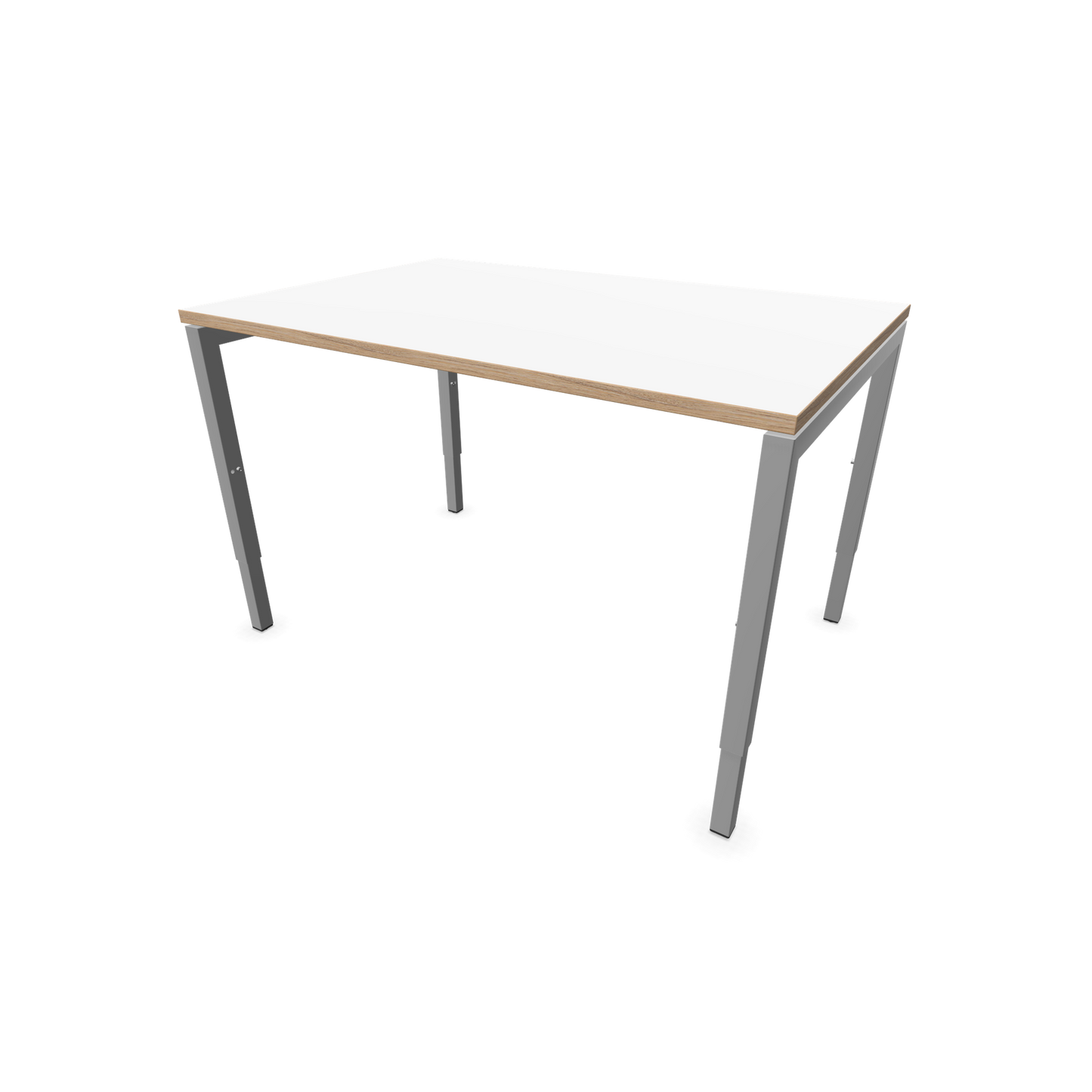 Narbutas Nova H Schreibtisch Gestell silbergrau - Tischplatte Weiss mit Holzkante - 1200x800mm - 6024317