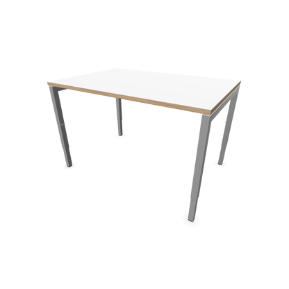 Narbutas Nova H Schreibtisch Gestell silbergrau - Tischplatte Weiss mit Holzkante - 1200x800mm - 6024317