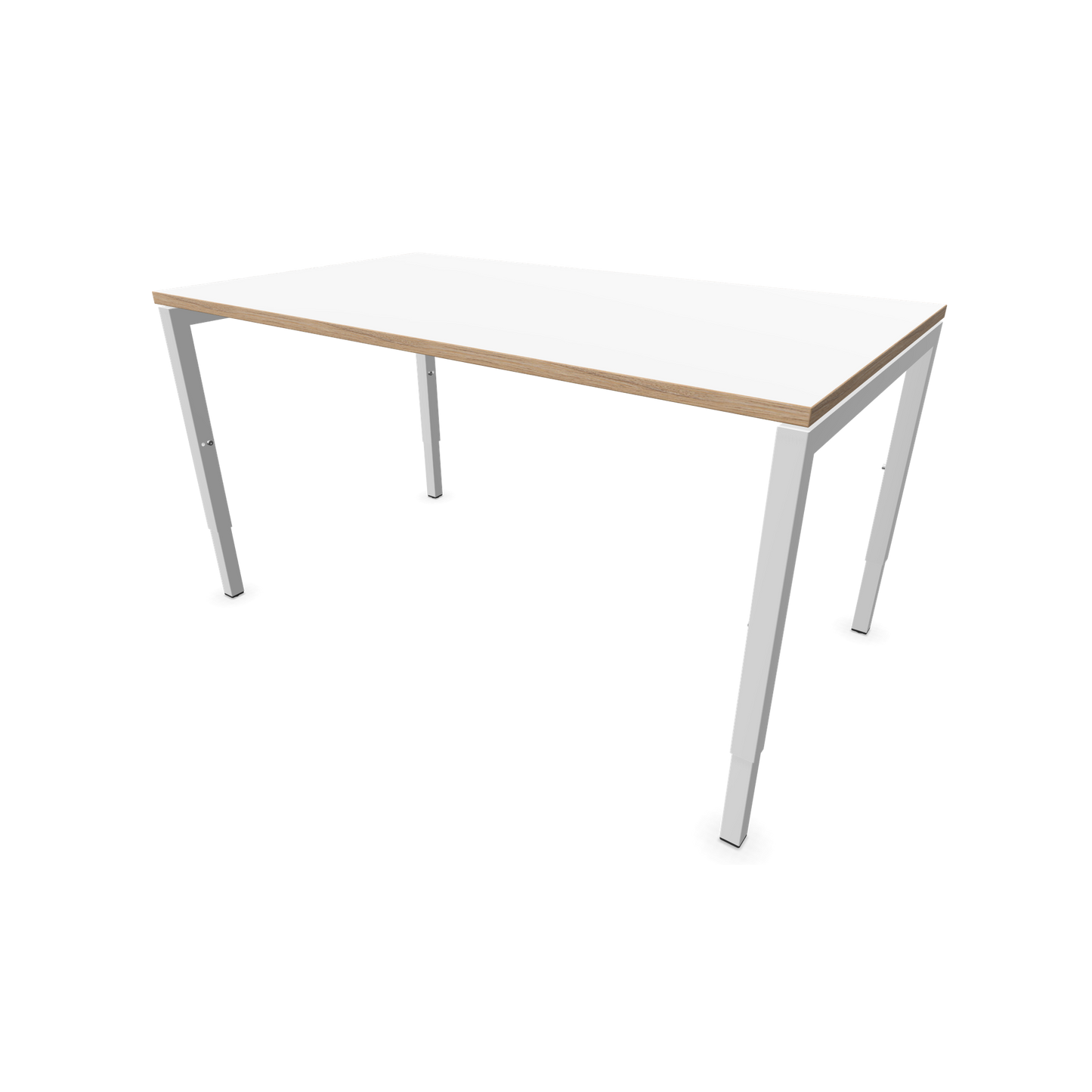 Narbutas Nova H Schreibtisch Gestell weiss - Tischplatte Weiss mit Holzkante - 1400x800mm - 6024344
