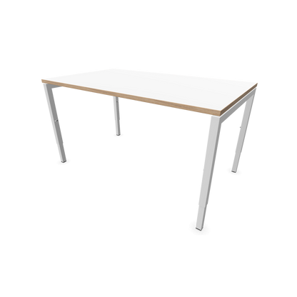 Narbutas Nova H Schreibtisch Gestell weiss - Tischplatte Weiss mit Holzkante - 1400x800mm - 6024344